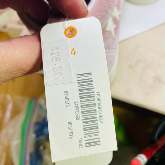 New!! Blush pink velvet hightop velcro toddler  Sz4 running shoes “Gymboree” - Picture 6 of 7